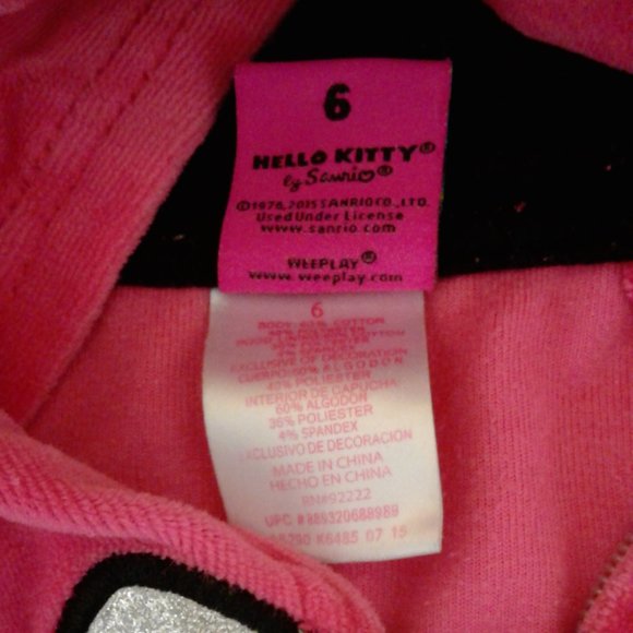 COPY - Hello Kitty  Girls  Pink  Zip Up  Hoodie  Size 6 - Picture 6 of 8